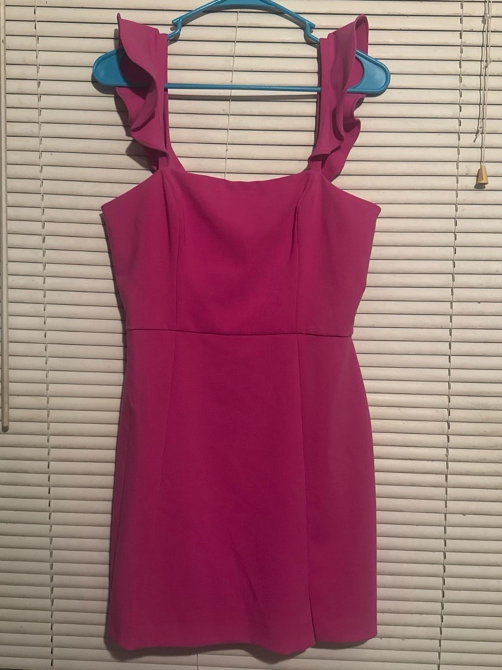 French Connection Hot Pink Ruffle-Strap Midi Dress